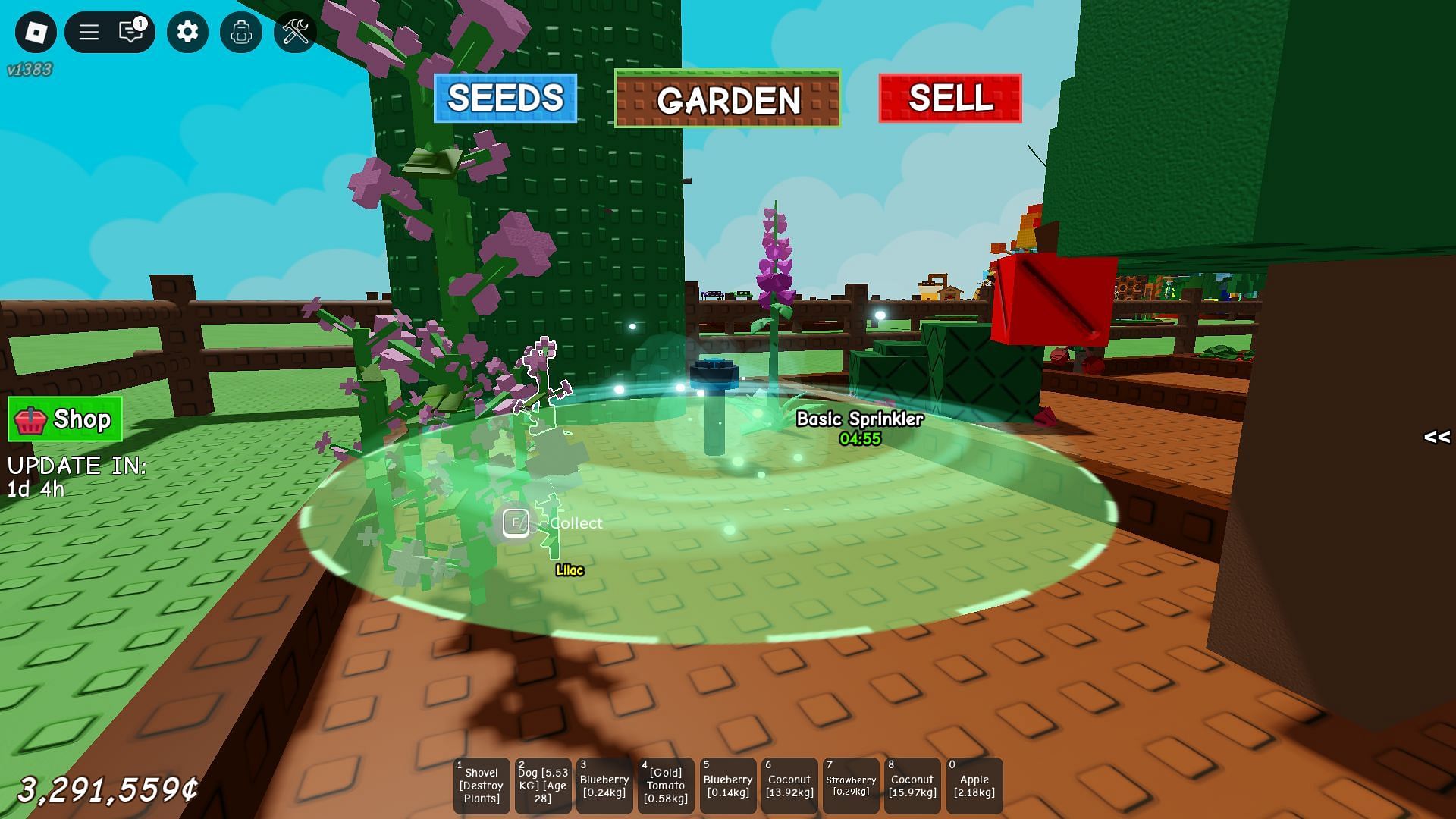 An active Basic Sprinkler (Image via Roblox)